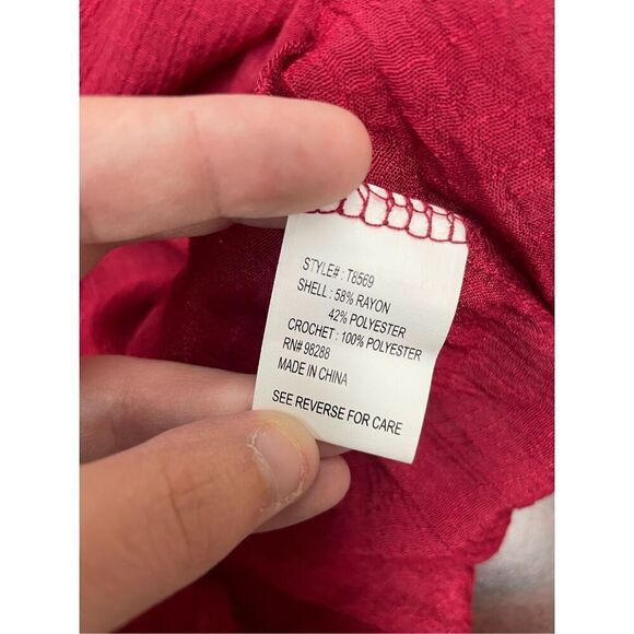 Cal Style Red Long Blouse with 3/4 Sleeve Size Large - Picture 5 of 7